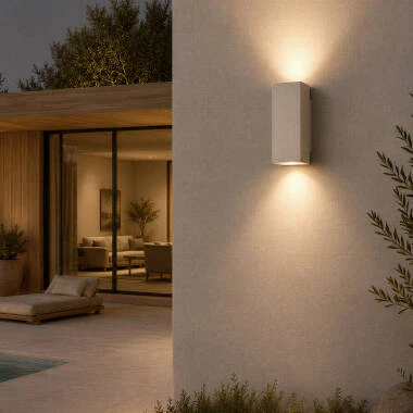 Image of Banjar Square Cement Outdoor Double Sided Wall Lamp