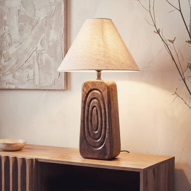 Bild von Tischlampe Holz Ishana ILUZZIA