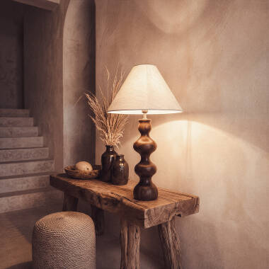 Bild von Tischlampe aus Holz Anahla ILUZZIA