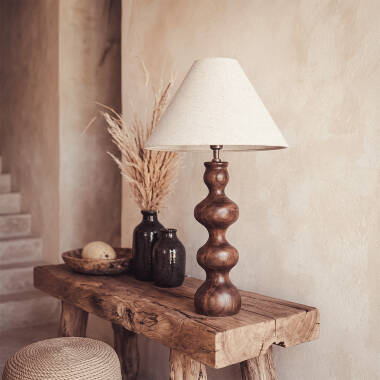 Bild von Tischlampe aus Holz Anahla ILUZZIA