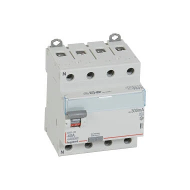 Interrupteur Différentiel Industriel 4P 300mA 40 A 10kA Classe A LEGRAND DX³ 411685