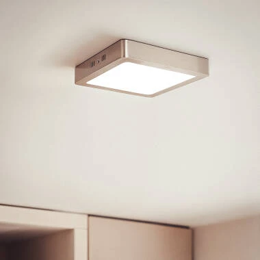 Plafoniera LED 18W Quadrata Metallo 225x225 mm Argento