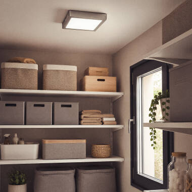 Image of Square 18W Surface Mounted LED Light in Silver 225x225mm