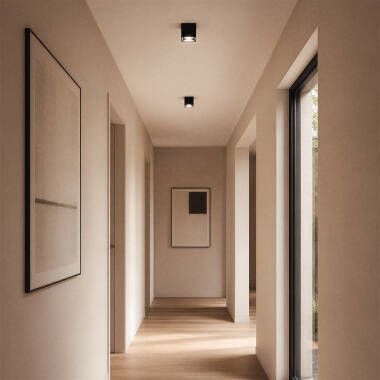 Image of Space Square Ceiling Spotlight with GU10 Bulb Black