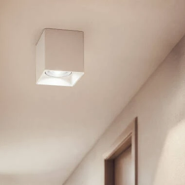 Plafonnier Space Carré Blanc avec Ampoule GU10