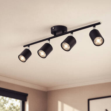 Image of Albus Black 4 Spotlight Metal Directional Ceiling Lamp
