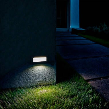 Image de Balise LED Extérieure 7W Encastrable au Mur Rectangulaire en Aluminium Groult Blanche