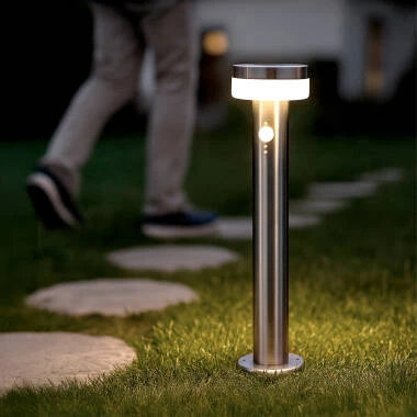 50cm Solární Zahradní LED Sloupek z Hliníku 1,5W Ashier s Pohybovým Senzorem