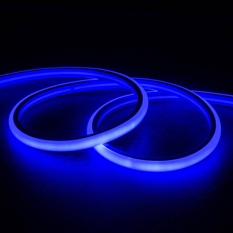Afbeelding van Led Strip Neon Dimbaar 220V Blauw Halfrond 180 7.5W/m te knippen om de 100cm IP67 Op maat