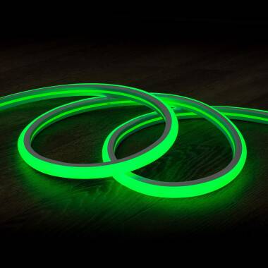 Taśma LED Neon Regulowana 220V Zielona Półokrągła 180° 7.5W/m Cięcie 100cm IP67 Na Wymiar