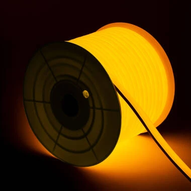 Bobina 50m Striscia LED Neon Regolabile 220V Giallo Semicircolare 180 7.5W/m IP67 Taglio 100cm