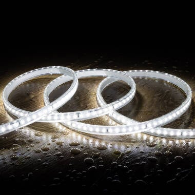 Ruban LED Dimmable 220V SMD 120 LED/m Blanc Froid 8.5W/m 850lm/m Largeur 12mm Coupe 20cm IP65 Sur mesure