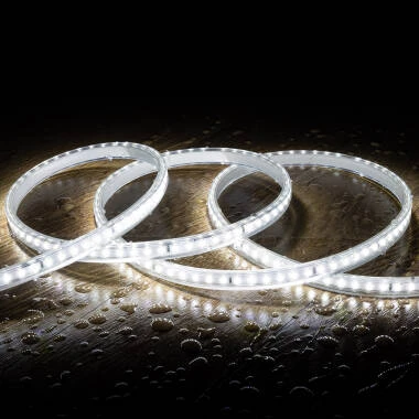 Taśma Led Ściemnialna 220V SMD 120 LED/m Zimny Biały 8.5W/m 850lm/m Szerokość 12mm Cięcie 20cm IP65 Na wymiar
