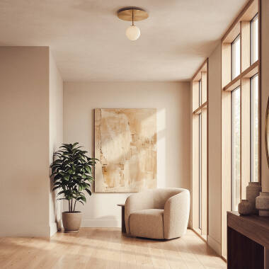 Bild von LED-Deckenleuchte aus Metall und Glas Moonlight Brass