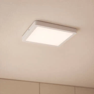LED-Deckenleuchte 24W Eckig Aluminium 280x280 mm Slim CCT Wählbar Galán SwitchDimm