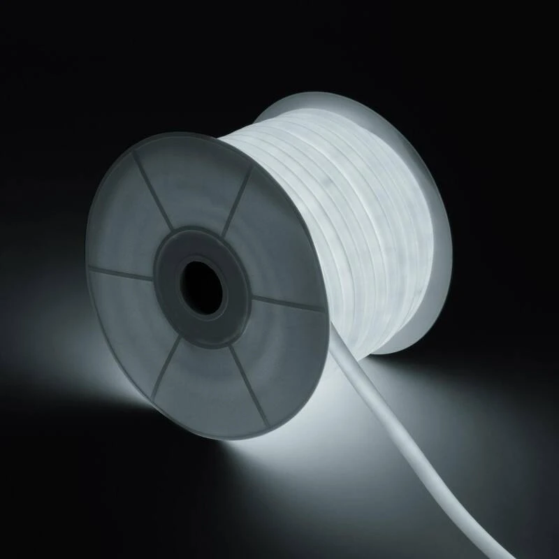 Bild von LED-Streifenrolle Neon Dimmbar 220V 50m Kaltweiß Rund 360° 9W/m Schnitt 100cm IP67