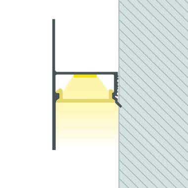 Aluminiumprofil zur Wand-/Deckenintegration für LED Streifen bis 15 mm mit durchgehender Abdeckung