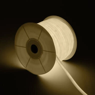 Bobina 50m Striscia LED Neon Regolabile 220V Bianco Freddo Circolare 360 9W/m IP67 Taglio 100cm