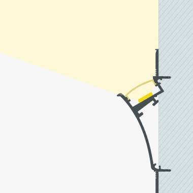 Aluminiumprofil Einbau für Gips/Stuckdecke für LED Streifen bin20mm mit durchgehender Abdeckung