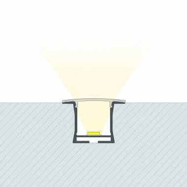 Aluminiumprofil Einbau für LED Streifen bis 19 mm mit durchgehender Abdeckung