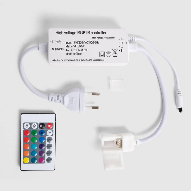 Obrázek Řídící Jednotka pro LED Pásek RGB 220V SMD Šířka 14,5mm s IR Dálkovým Ovladačem