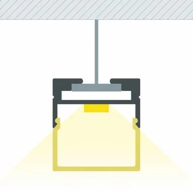 Suspended 2m Aluminium Profile for LED Strip up to 17mm