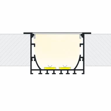 Inbouw Profiel Aluminium 2m met doorlopende cover voor LED Strips tot 45mm