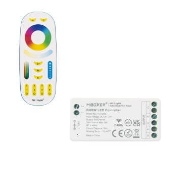 RGBW‑controller / dimmer 12/24 V DC + RF‑afstandsbediening voor 4 zones MiBoxer