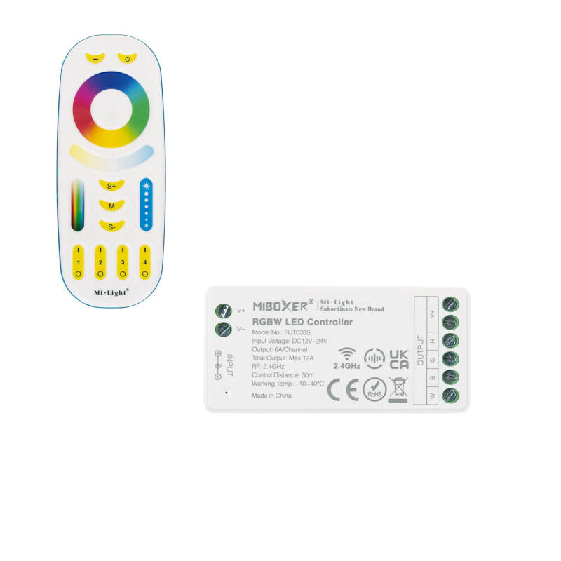 Image de Contrôleur Variateur RGBW 12/24V DC + Télécommande RF 8 Zones MiBoxer