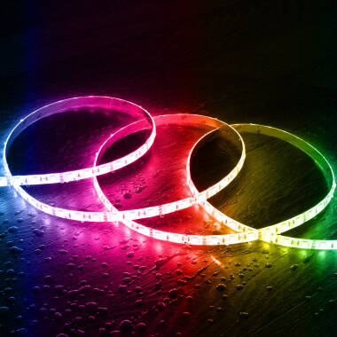 Led Strip 12V RGB SMD 60 LED/m 5m 9W/m Breedte 10mm te knippen om de 5cm IP65