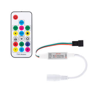 Controller Dimmer Mini für Digitale RGBIC SPI LED-Streifen 5-24V DC mit RF Fernbedienung