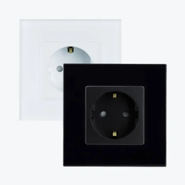 Contactdoos  Schuko Smart Wifi F Type met Modern Glazen Frame