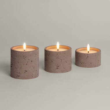 Immagine di Pack 3 Candele Decorative LED in cera e cemento per esterni Duna