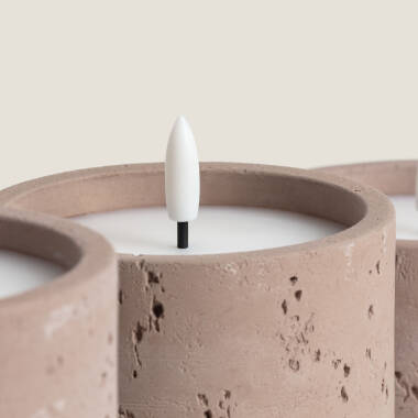 Immagine di Pack 3 Candele Decorative LED in cera e cemento per esterni Duna