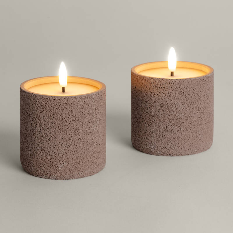 Afbeelding van Set van 2 LED Kaarsen van was en Cement Outdoor Orena