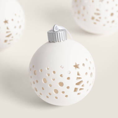 Afbeelding van Set van 3 LED kerstballen van Aardewerk Altea