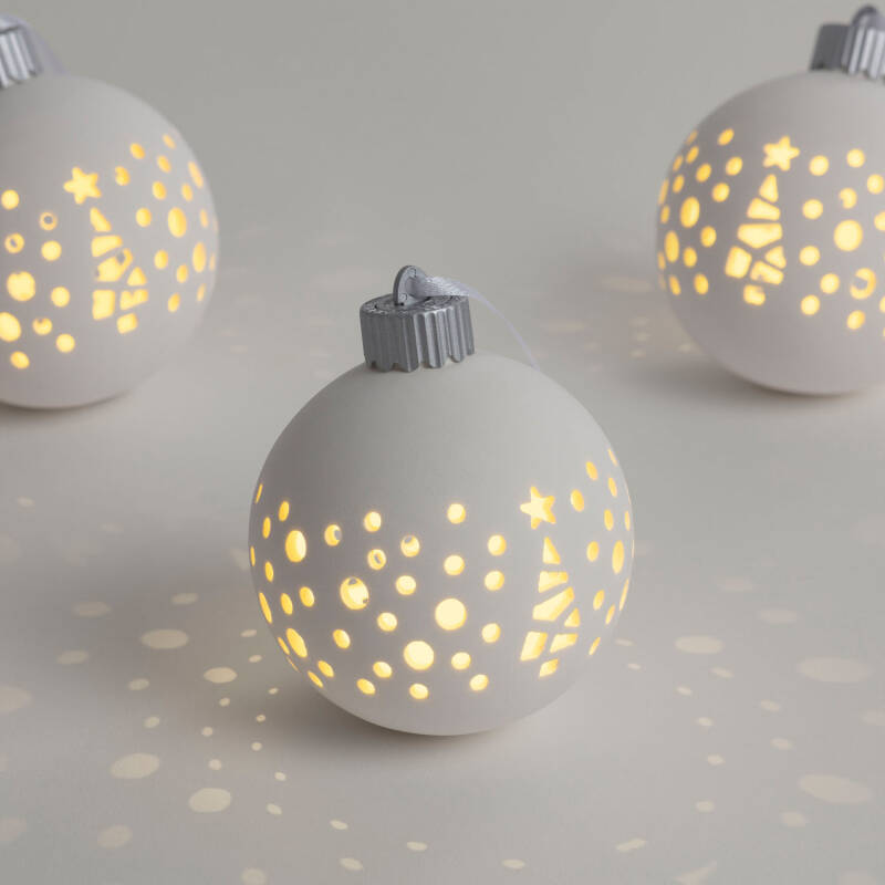 Bild von 3er Set LED Weihnachtskugeln aus Keramik Altea