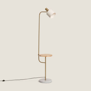Staande lamp met tafeltje van Marmer en Hout Nolia