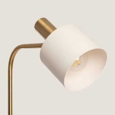 Afbeelding van Staande lamp met tafeltje van Marmer en Hout Nolia