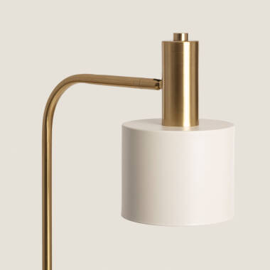 Afbeelding van Staande lamp met tafeltje van Marmer en Hout Nolia