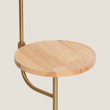 Afbeelding van Staande lamp met tafeltje van Marmer en Hout Nolia