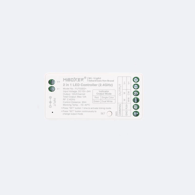 Afbeelding van Controller LED Monocolor/CCT 12/24V DC MiBoxer FUT035S+