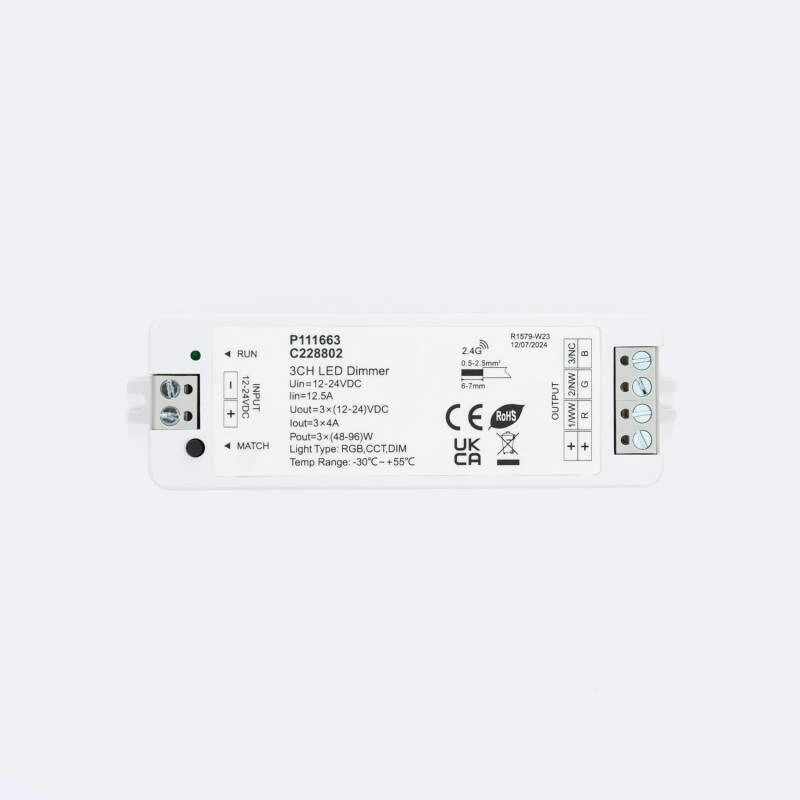 Afbeelding van Controller LED-strip Monochroom /CCT/RGB 12-24V SKYDANCE V3 Compatibel met RF-afstandsbediening