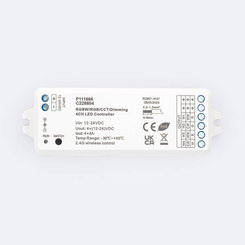 Immagine di Controller striscia LED monocolore/CCT/RGB/RGBW 12-24V SKYDANCE VP compatibile con telecomando RF