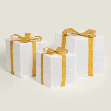 Pack of 3 Decorative LED Christmas Present Boxes
