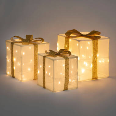 Afbeelding van Set van 3 LED-kerstcadeau Dozen op Batterijen Noelle