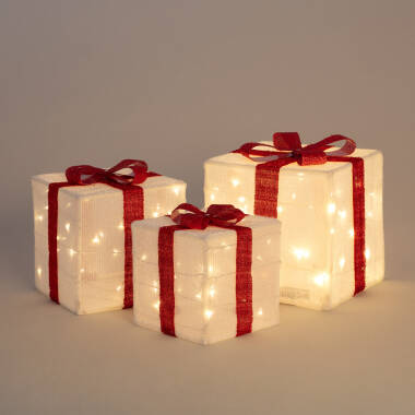 Bild von Set 3 LED Weihnachtsgeschenkboxen mit Batterie Noelle