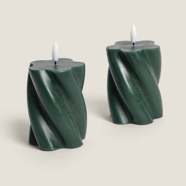 Image de Deux Bougies Décoratives LED Cire Motif Ondulé Velia