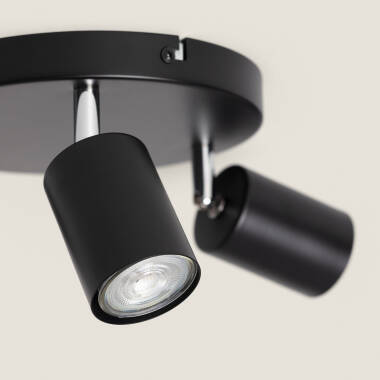 Immagine di Lampada da Soffitto Orientabile Circolare Metallo 3 Faretti Albus Nero
