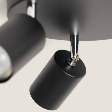 Immagine di Lampada da Soffitto Orientabile Circolare Metallo 3 Faretti Albus Nero